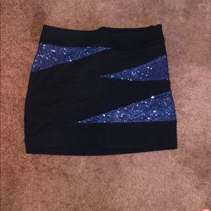 Navy blue sequin skirt
